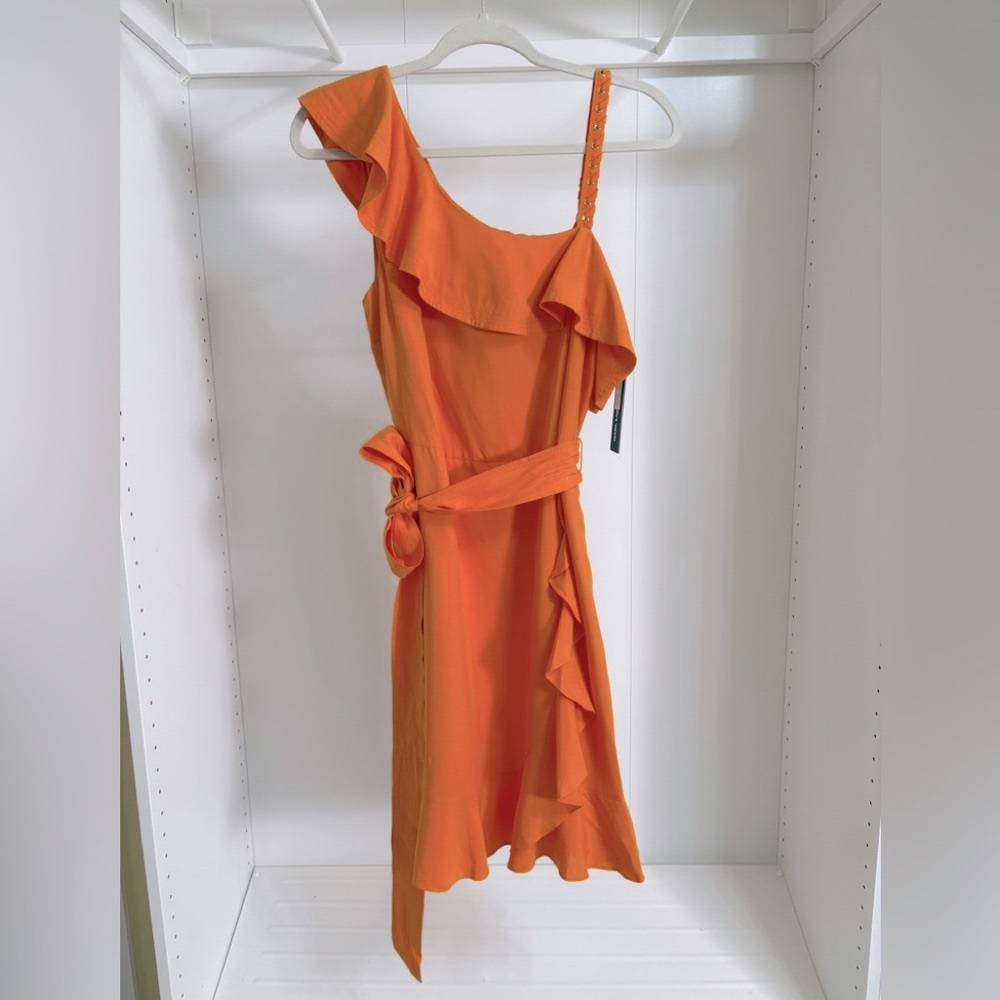 Karl Lagerfeld Orange Asymmetrical One-Shoulder Dress - Picture 3 of 5